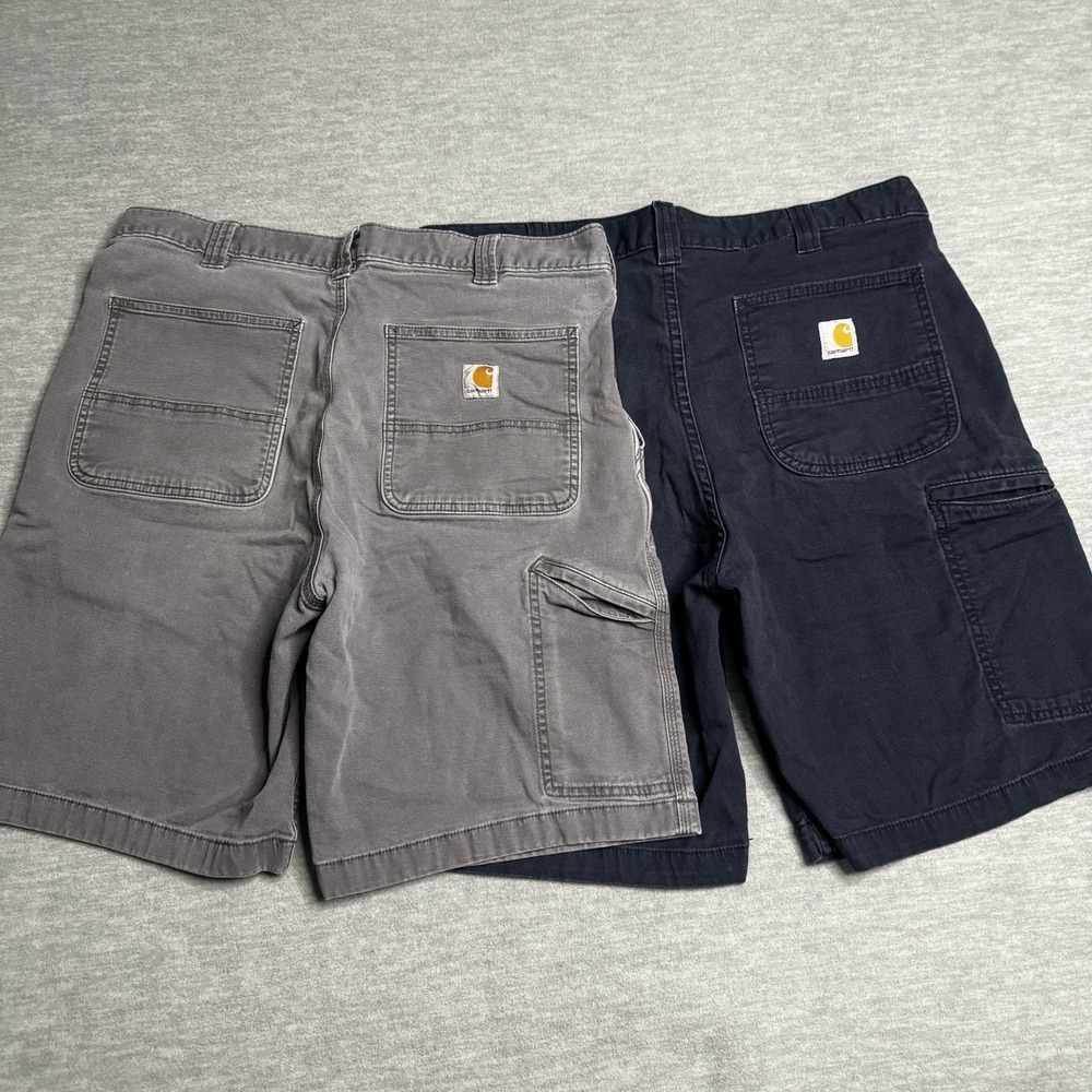 Carhartt Men's Shorts Bundle Lot Of 2 Size 36 Inseam 9.5 Navy Gray Relaxed Fit